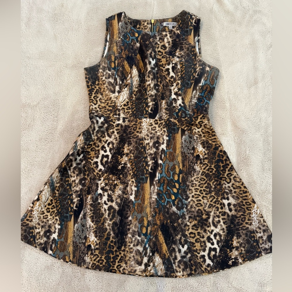 Jennifer Lopez Animal Print Sleeveless Dress Size 16